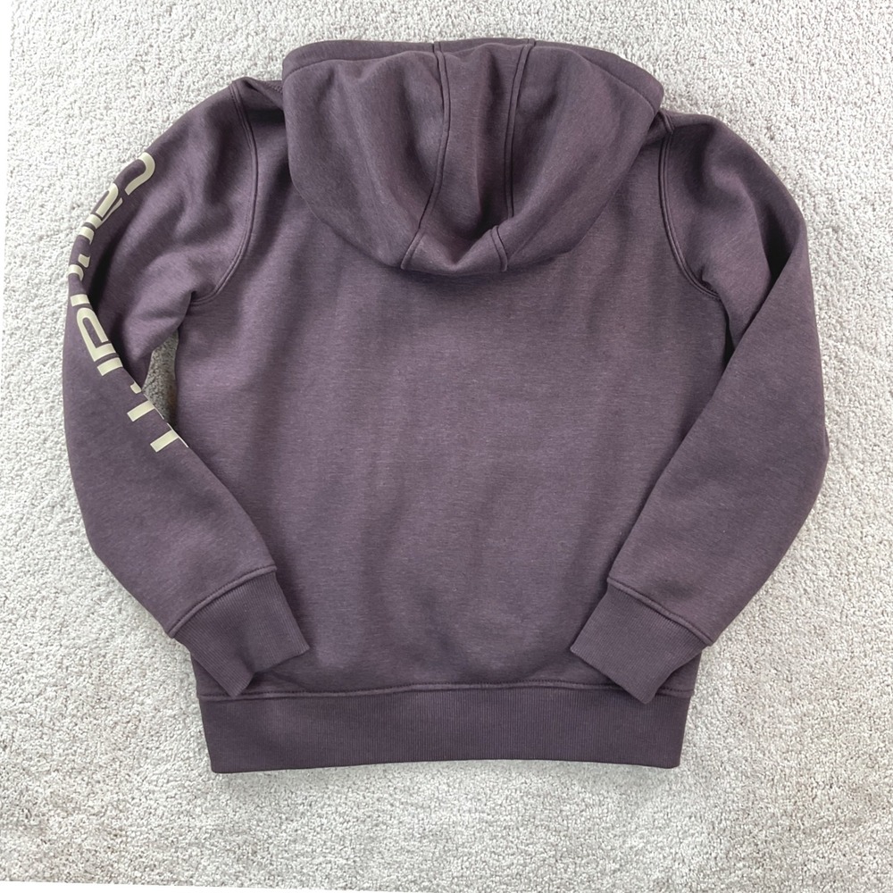 Carhartt Womens Relaxed Fit Fleece Hoodie Plum Purple Graphic Sleeve Medium - Picture 5 of 7